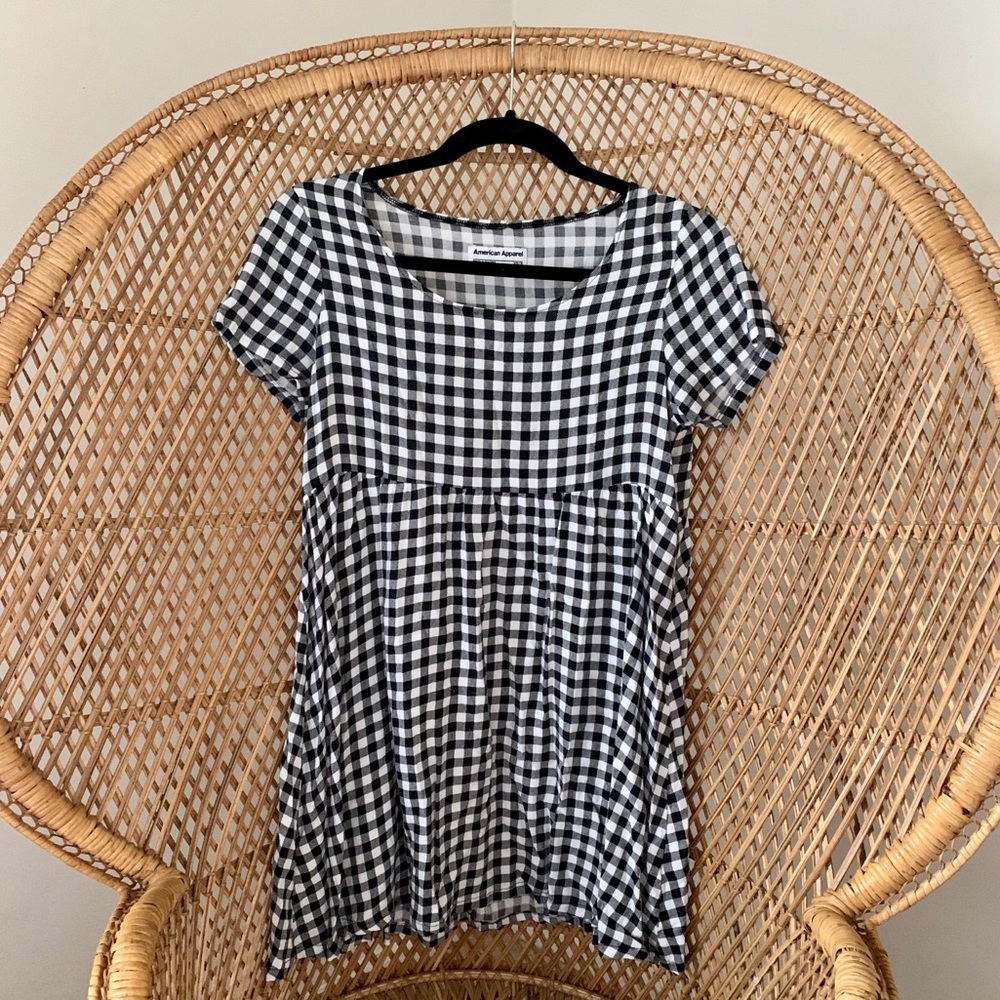 AMERICAN APPAREL b/w Gingham Babydoll Dress- XS/S